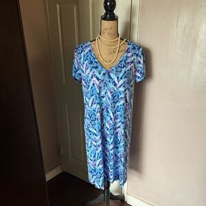 Lilly Pulitzer Vibrant Blue and Pink Midi Dress